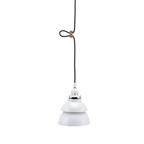 Cling 8 in. Industrial Barn Metal Pendant Ceiling White CL3116592